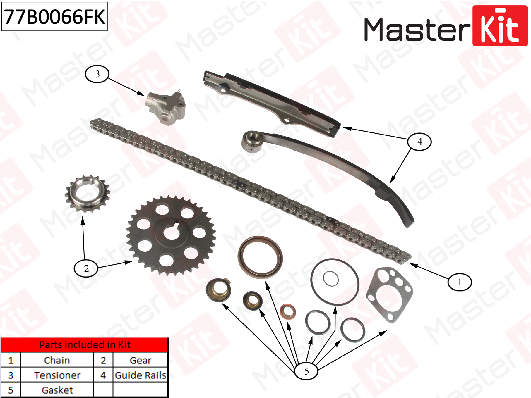 Комплект цепи ГРМ FORD Maverick 2.4 i 93-98 \ NISSAN Terrano II 2.4 4WD/2.4 i 12V 4WD 92- MASTERKIT