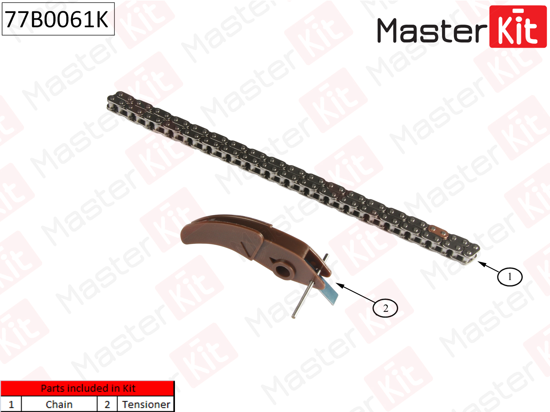 Комплект цепи ГРМ FORD Mondeo/Transit 2.0-2.4 Di-TDCi 00- без звездочек MASTERKIT