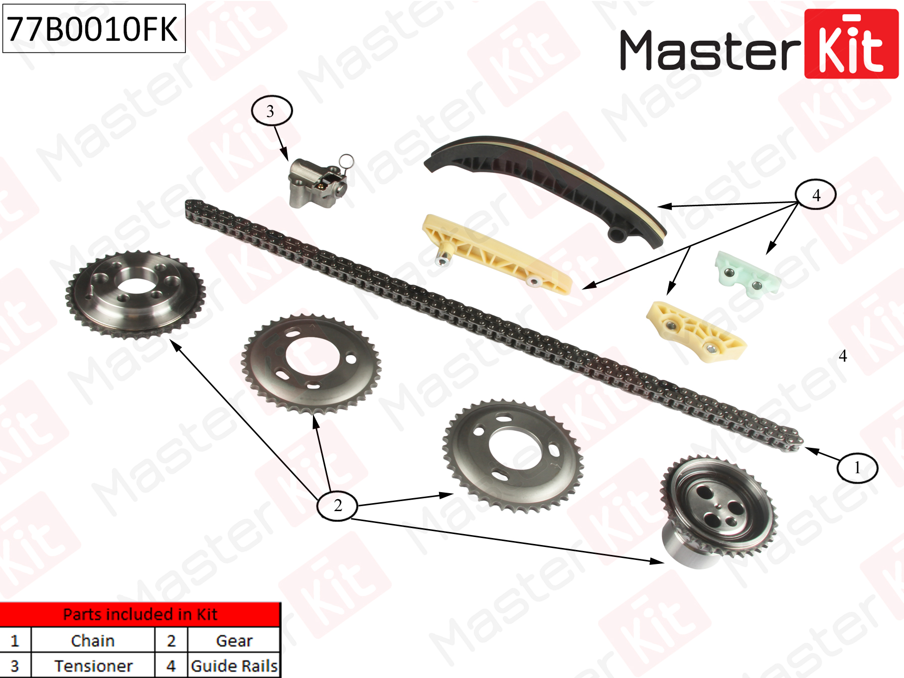 Комплект цепи ГРМ FORD Transit 2.4Di 06-12 MASTERKIT