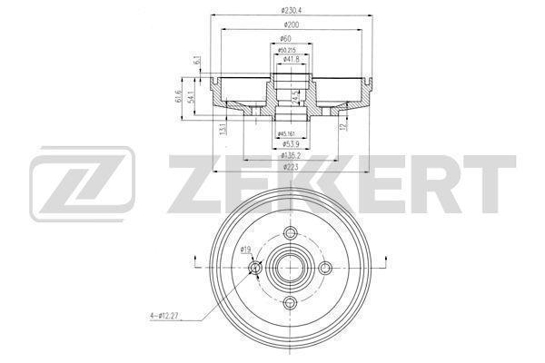 Барабан тормозной Kia Rio (DC) 02-05 задний Zekkert
