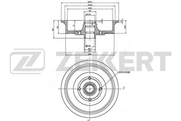 Барабан тормозной VAG 80 91-, 100 79- Zekkert