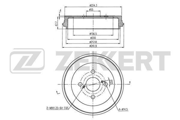 Барабан тормозной Toyota Yaris (P10) 99-, Yaris Verso 99-, Echo 99- d=200 Zekkert