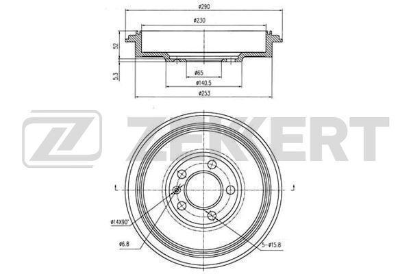Барабан тормозной VAG Octavia I (1U), II (1Z) 96-, Roomster 06-, Polo Sedan (RUS) 10- Zekkert
