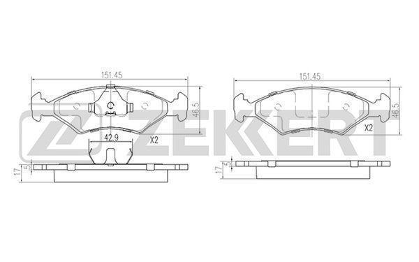 Колодки тормозные Ford Escort III, IV, V 80-, Fiesta I-V 81-, Granada II 81- передние дисковые Zekkert