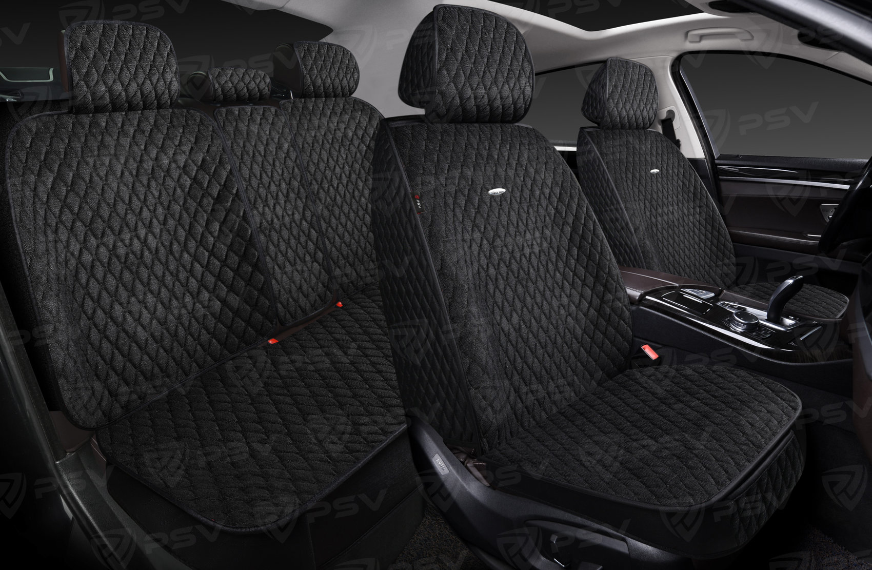 Накидка на сиденье PSV Velvet 5D вельвет черная отстрочка черная