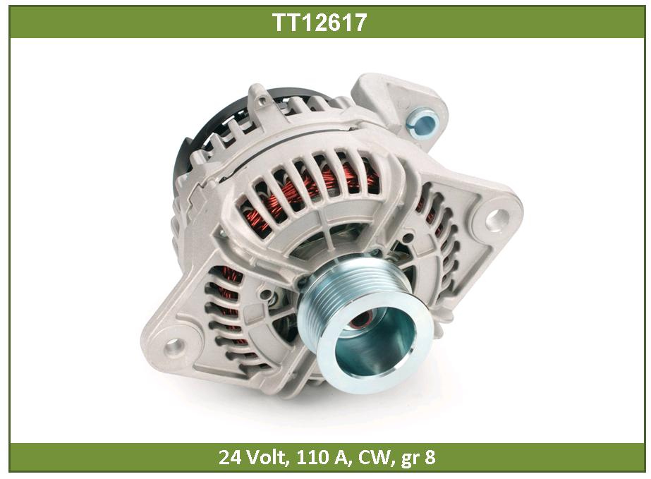 Генератор Volvo Buses, Trucks (Europe), Renault Kerax, Magnum DXi13 24V, 110A, 8-Groove Pulley; с рег. TRIB297 Tesla Technics