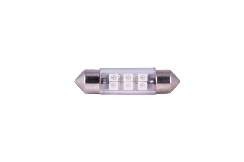 Лампа светодиодная 12V 10W салонный 36 мм красный 6 SMD Маяк