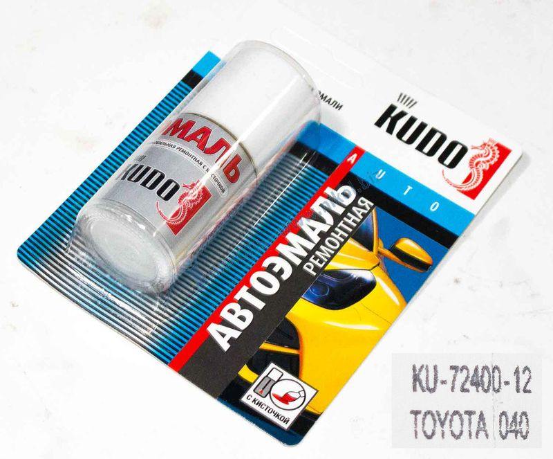 Краска кисточка Toyota белый 040 KUDO (15мл) в блистере