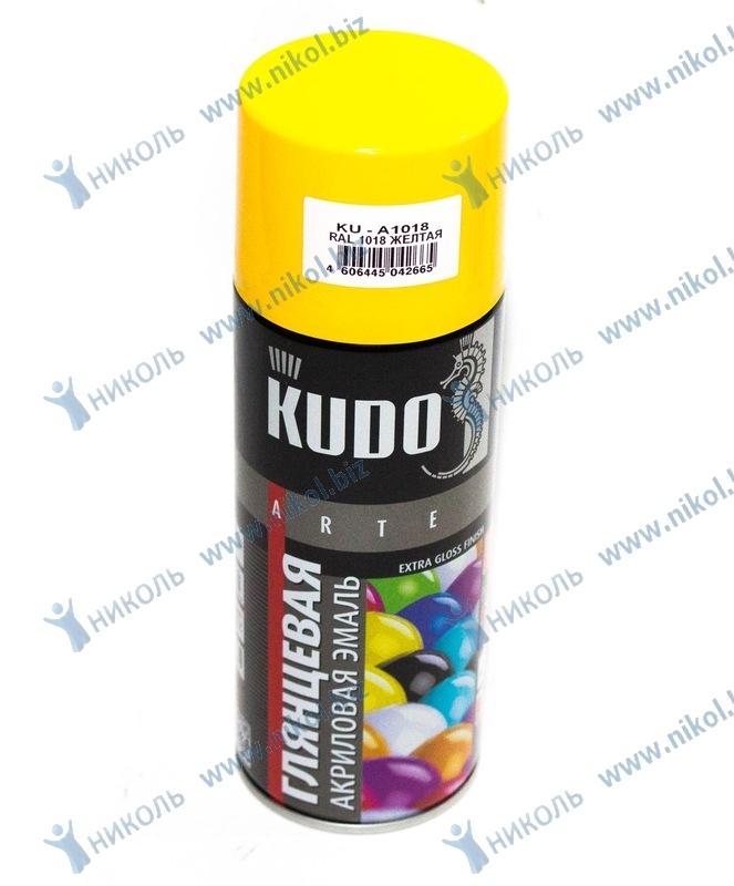 Краска аэроз желтая (RAL 1018) KUDO (520мл) акрил глянц