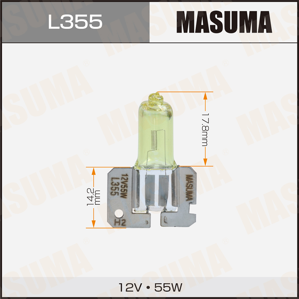 Лампа галоген H2 12V 55W YELLOW Masuma