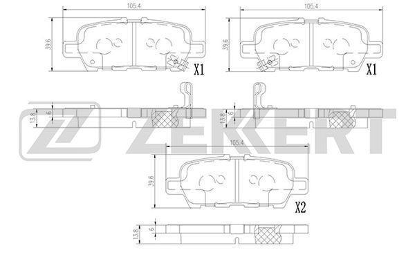 Колодки тормозные Nissan Cube (Z12) 08-, Juke (F15) 10-, Pulsar (N17) задние дисковые (GDB350) Zekkert