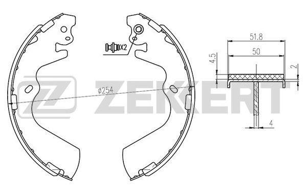 Колодки тормозные Hyundai Porter 94- задние барабанные Zekkert