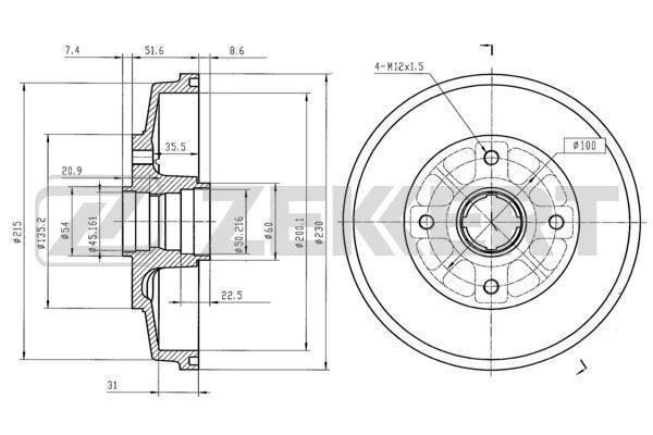 Барабан тормозной Kia Rio I 00- задний Zekkert BS5189