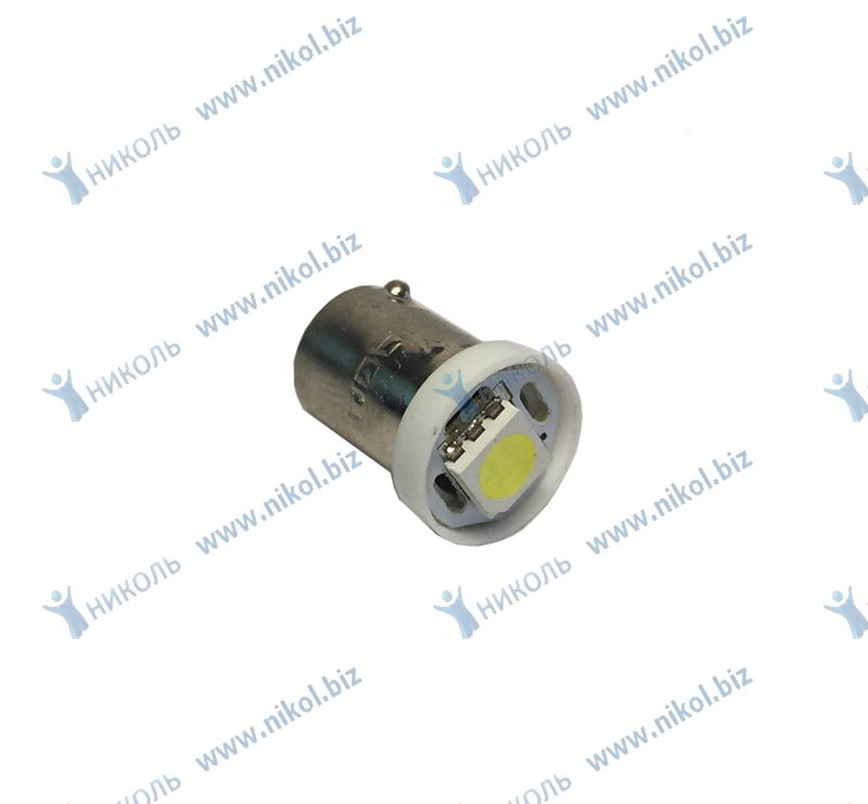 Лампа светодиод T8-03 (1SMD size 5050) 12V T4W (BA9S) 0.18W 16lm белый Nord YADA (крат_уп_10шт)