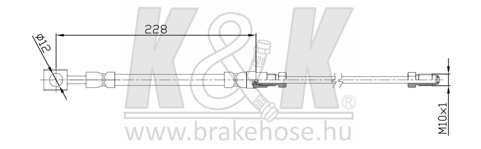 Шланг тормозной VW Golf IV 97-; Skoda Octavia 96-; Audi A3 96- задний левый \ K&K FT0355