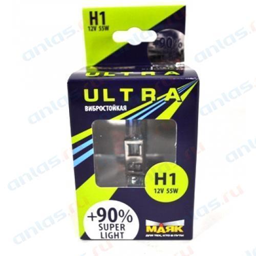 Лампа 12 В H1 55 Вт дальнего света Ultra Super Light +90(100)% Маяк