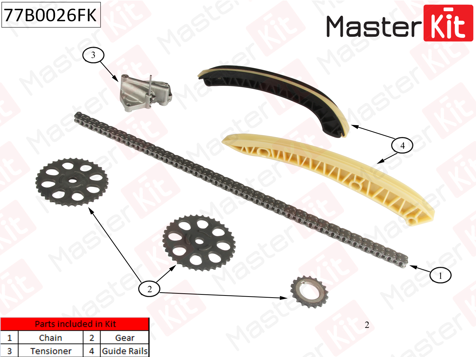 Комплект цепи ГРМ Skoda Fabia. VW Polo 1.2i 12V 05- MASTERKIT