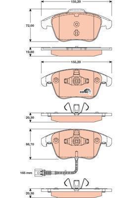 Колодки тормозные VAG Q3 11-18, Tiguan 07-17 передние \ TRW GDB1762
