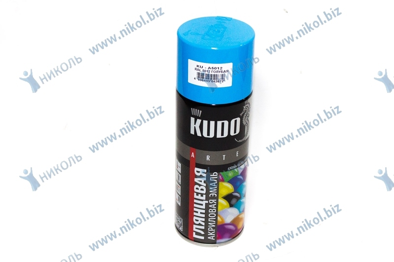 Краска аэроз голубая (RAL 5012) KUDO (520мл) акрил глянц