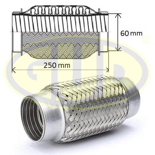 Гофра глушителя усиленная (interloc) 60x250_G.U.D