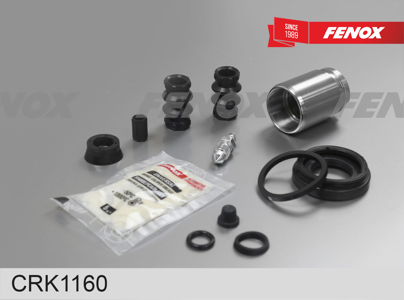 Ремкомплект суппорта Nissan Almera 00-, Megane II 02-; Skoda Yeti (5L) 09- D34mm (с поршнем) \ FENOX CRK1160