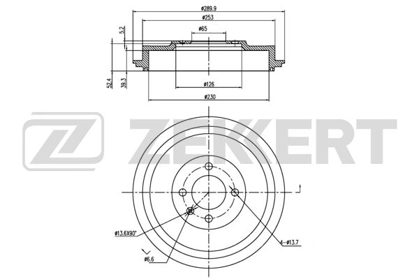 Барабан тормозной VW Caddy II 99-; Seat Inca 99- Zekkert BS6353