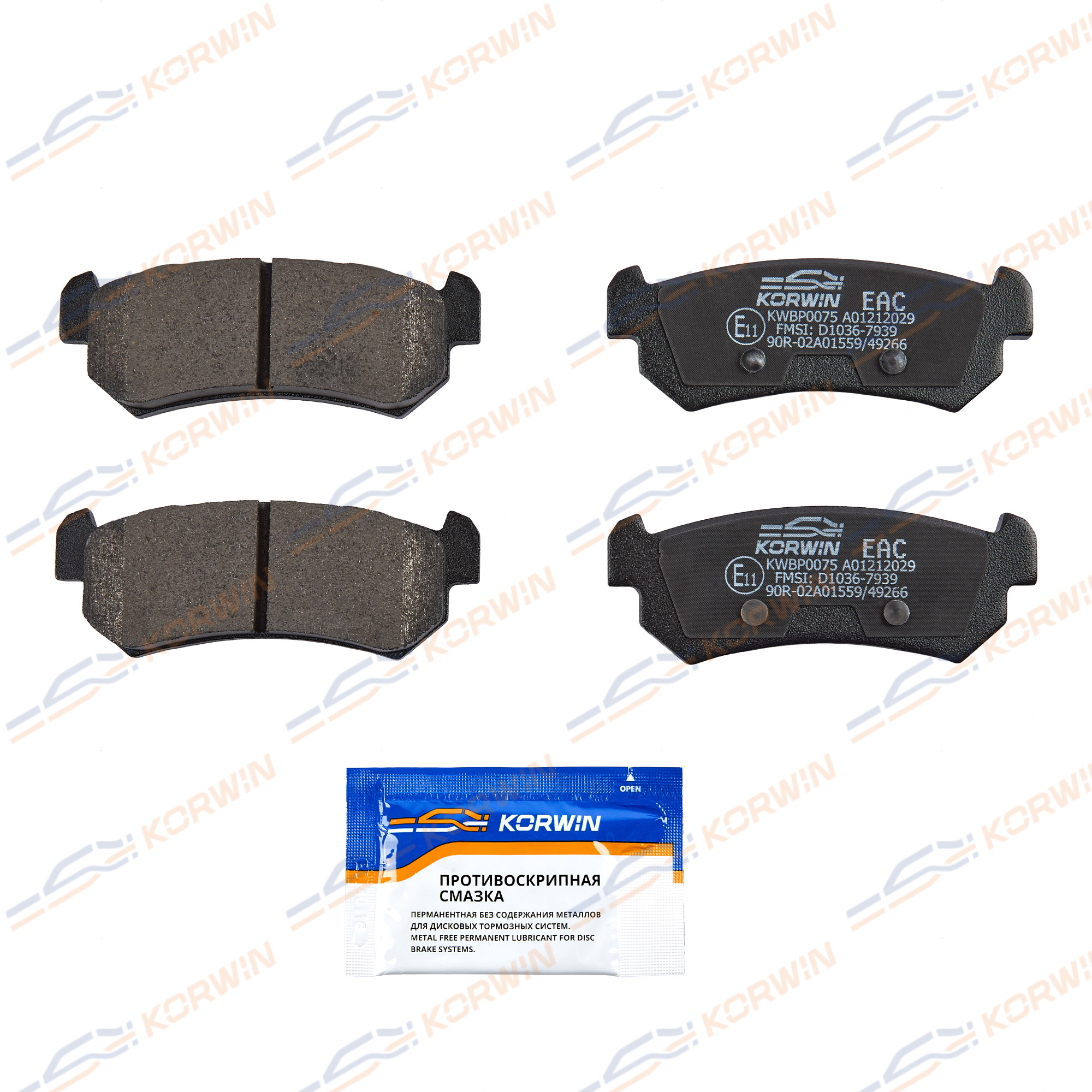 Колодки тормозные зад. Chevrolet Lacetti (J200) 05-/Nubira 05-/Daewoo Gentra 13-_KORWIN