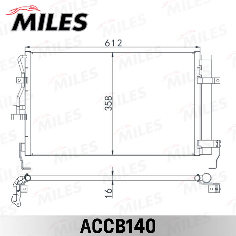 Радиатор кондиционера MILES HYUNDAI ELANTRA XD 00-/COUPE/ELANTRA 1.6-2.7/2.0 CRDi 02-