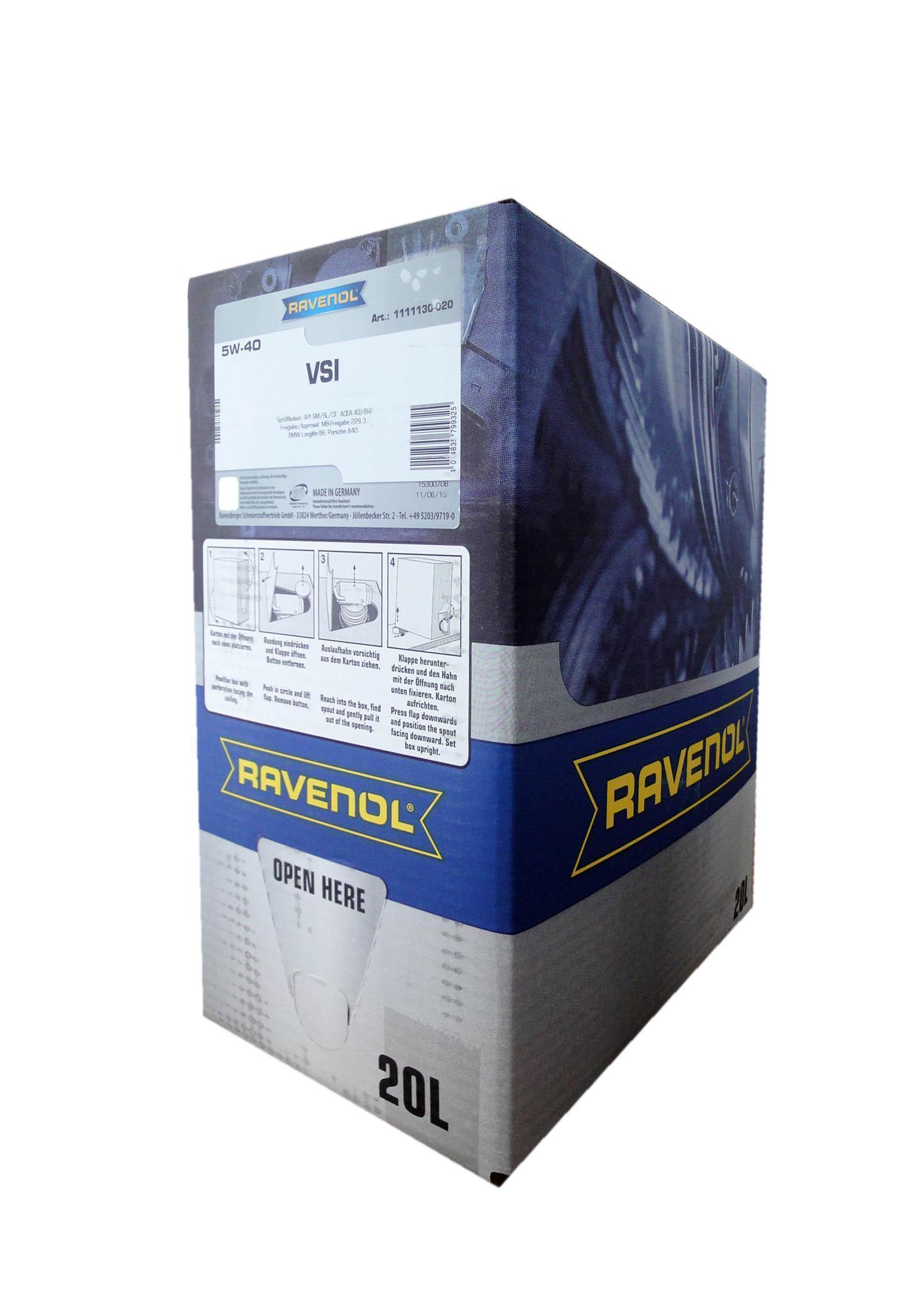 Масло моторное Ravenol 5W-40 VSI A3/B4 CF/SN синтетическое 20л экобокс / 5W40