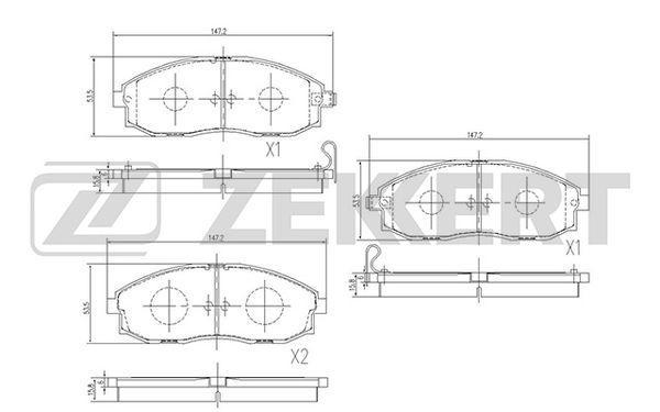 Колодки тормозные Hyundai Porter (ТагАЗ), H100 96-, Starex, H1 96- передние Zekkert