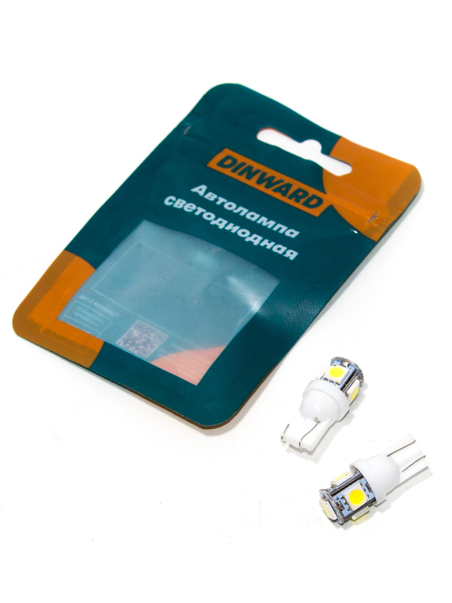 Лампа светодиод 12-5 б/ц (габарит) W2.1X9.5d бел 5SMD (5050) 2 этажа DINWARD (к-т=2шт)