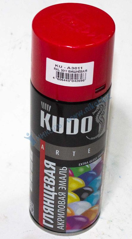 Краска аэроз вишневая глянц (RAL 3011) KUDO (520мл) акрил