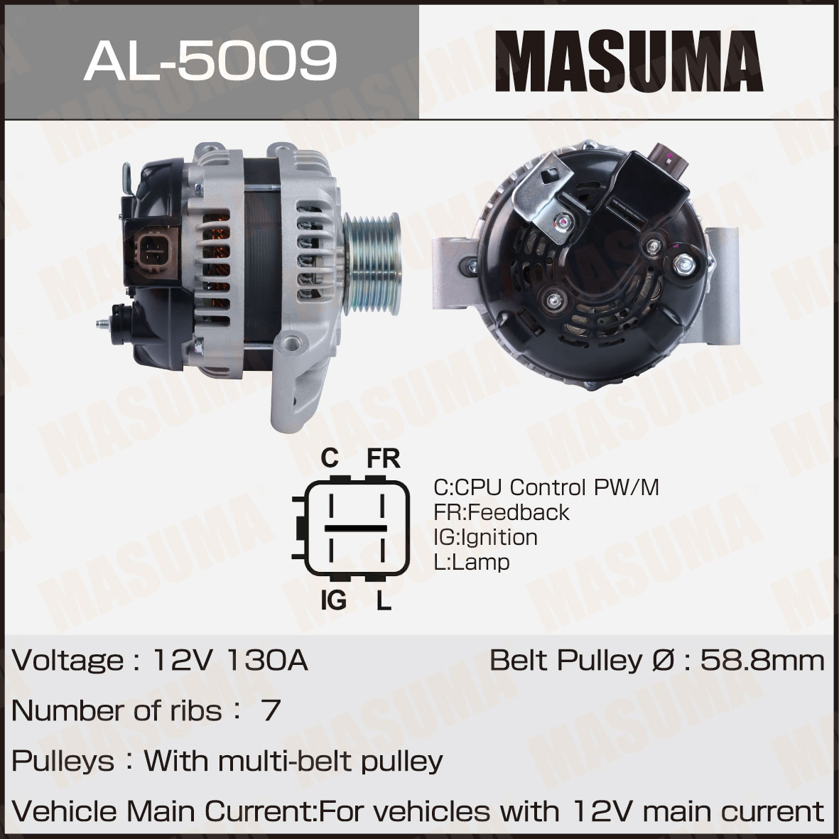 Генератор Honda K20A6, K20A8, K20Z2, K24Z4 (14V/100A) Masuma