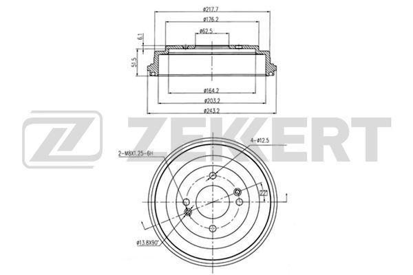 Барабан тормозной Hyundai Accent II,III 05-, i10 11-, i20 задний Zekkert BS5912