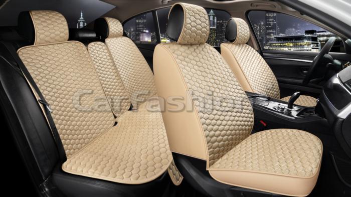 Накидка на сиденье CarFashion Sota комплект экокожа/велюр 10 пр. бежевая 22667
