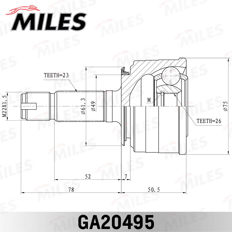 ШРУС MILES ШРУС TOYOTA LOGO 1.3 00-01 нар.
