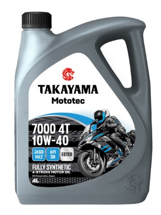 Масло моторное Takayama 10W-40 Mototec 7000 4T API SN Jaso MA-2 пластик синтетическое 4л / 10W40