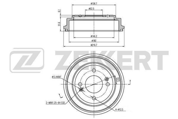 Барабан тормозной Hyundai Getz 02- (без ABS) Zekkert