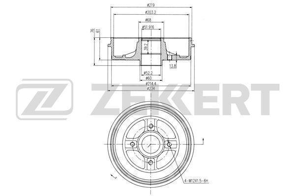 Барабан тормозной Nissan Micra (K12) 03-, Note (E11) 06- Zekkert