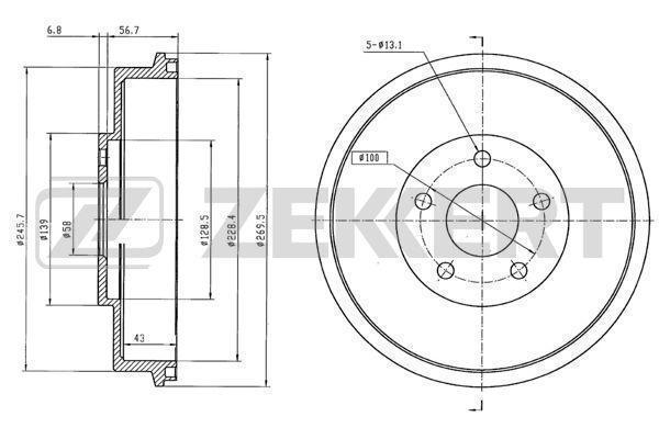 Барабан тормозной Subaru Impreza (GFC, GC, GD, GG, GF) 93-, Forester (SF, SG) 97- Zekkert