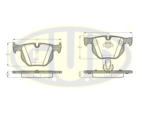 Колодки тормозные зад BMW E60/E61/E63/E64 2.0-3.0/2.0D-3.0D 03-_G.U.D