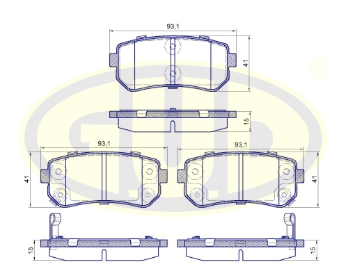 Колодки тормозные зад HYUNDAI I20 08-/I30 07-12/ IX35 10-/TUSCON 04-10/ KIA SPORTAGE 10-_G.U.D