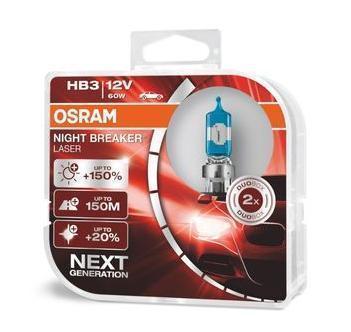 Лампа 12 В HB3 60 Вт P20d Night Breaker Laser +150% 2 шт. Osram 9005NL-HCB