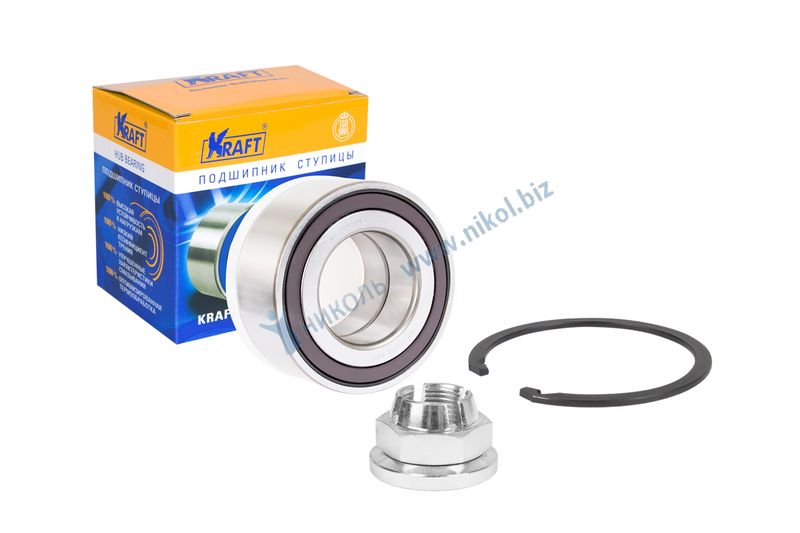 Подшипник ступицы Renault Duster (12-), Megane (10-), Fluence (10-) перед (рем.к-т) KRAFT 402107049R