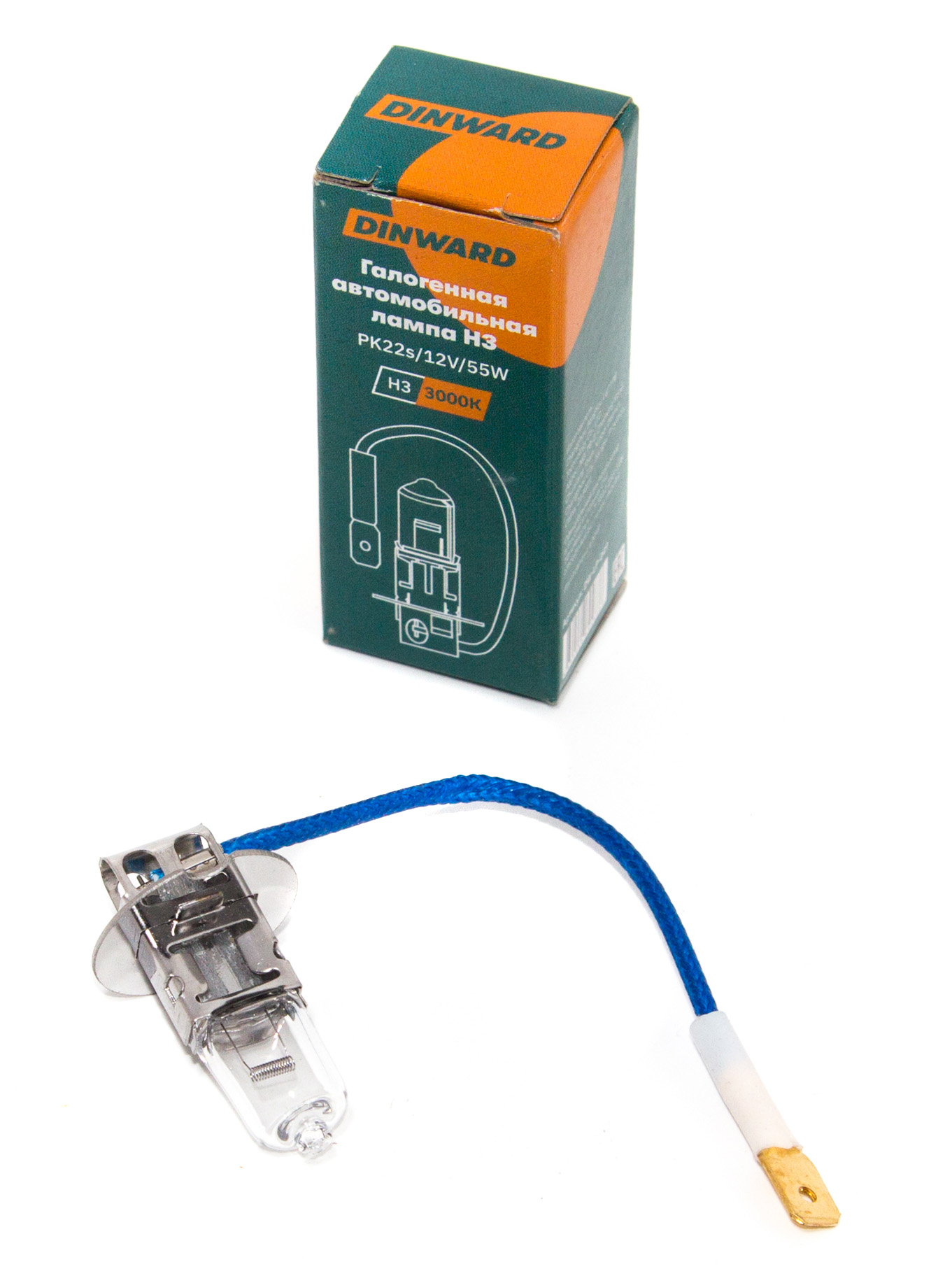 Лампа H3 12 V 55 DINWARD Long life PK22s в уп.