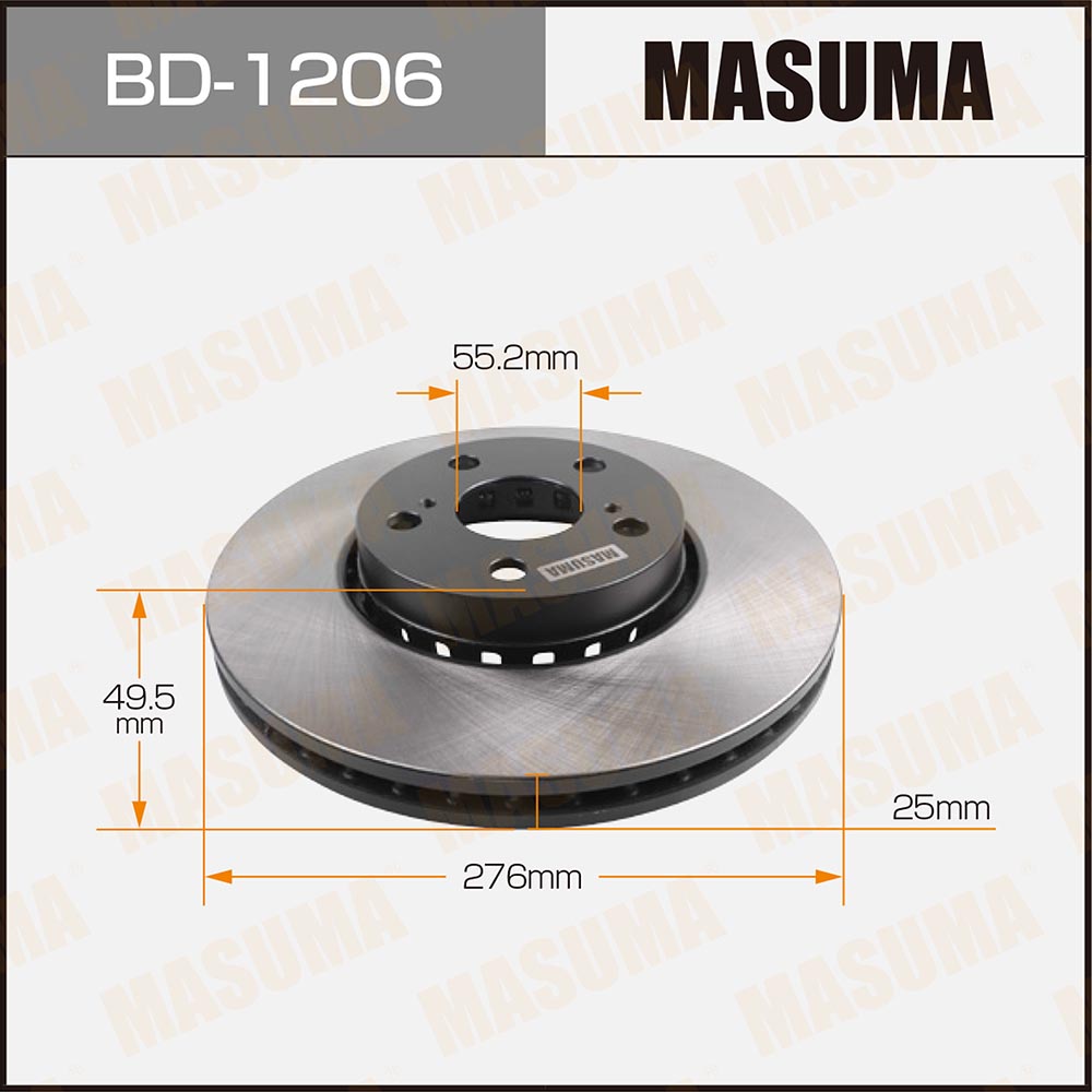 Диск тормозной Toyota AVENSIS/ AT22#, AZT220, CDT220 [уп2] передний Masuma