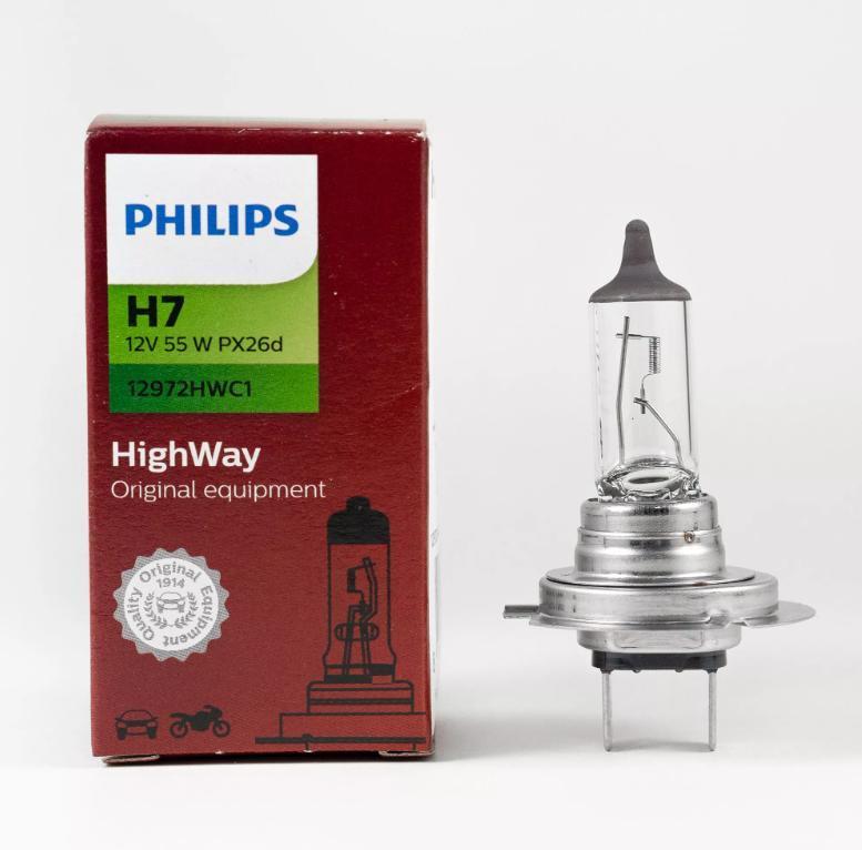 Лампа 12 В H7 55 Вт HighWay галогенная Philips