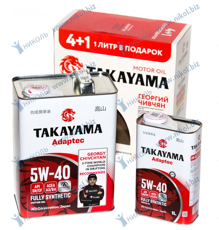 Масло TAKAYAMA Adaptec 5W40 A3/B4 SN/CF (5л) с жесть АКЦИЯ 4+1