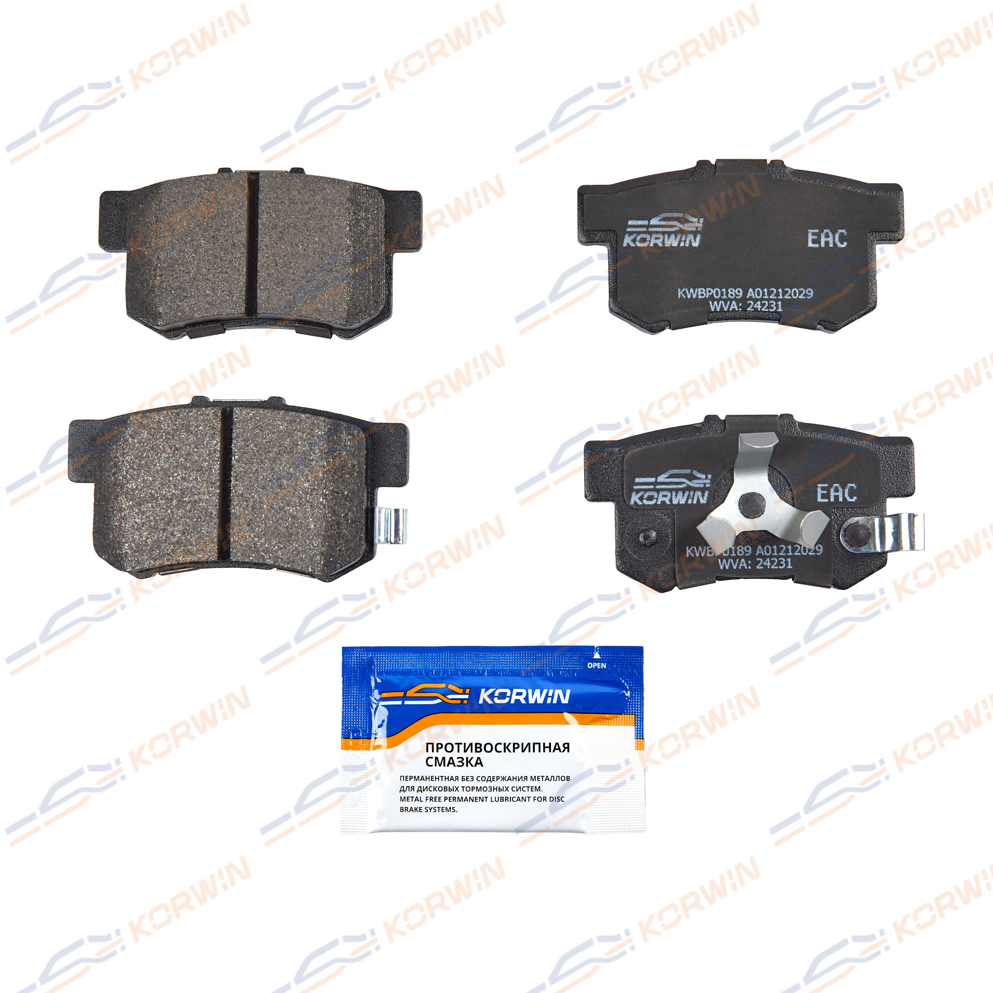 Колодки тормозные зад. Honda Accord VII-IX 03-/CR-V II-IV 01-/Acura RDX 06-_KORWIN