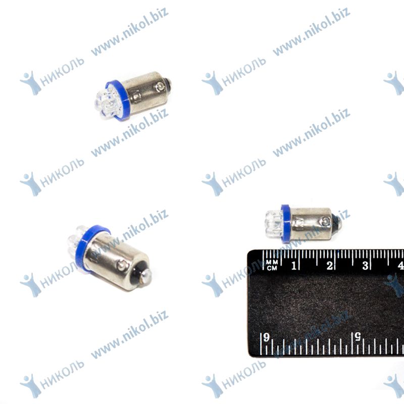 Лампа светодиод 12-4 (габарит) синий 4LED (BA9s)